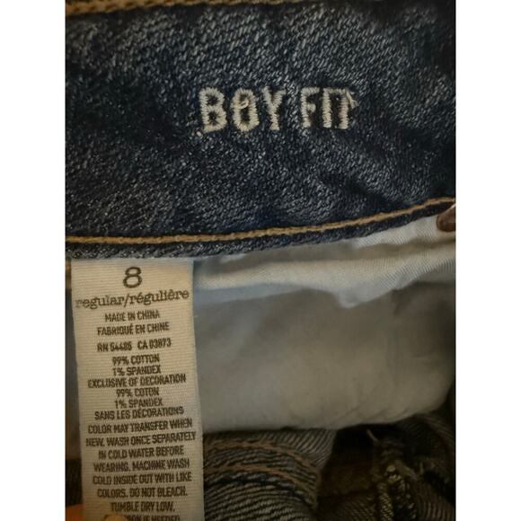 American Eagle Boy Fit Cropped Denim Jeans Women’s Size 8 Medium Wash Distressed - Picture 6 of 6